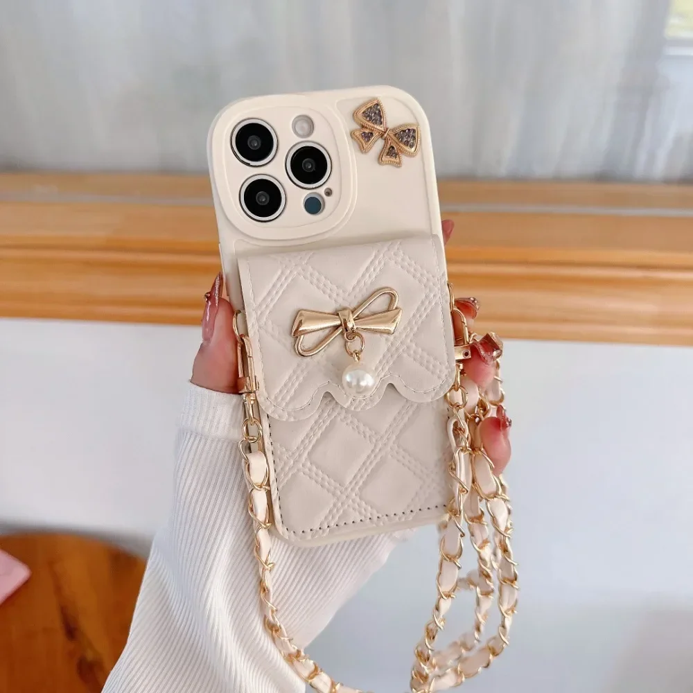 Leather Wallet Card Holder Phone Cover - حافظة هاتف ثلاثية الأبعاد بتصميم ربطة
