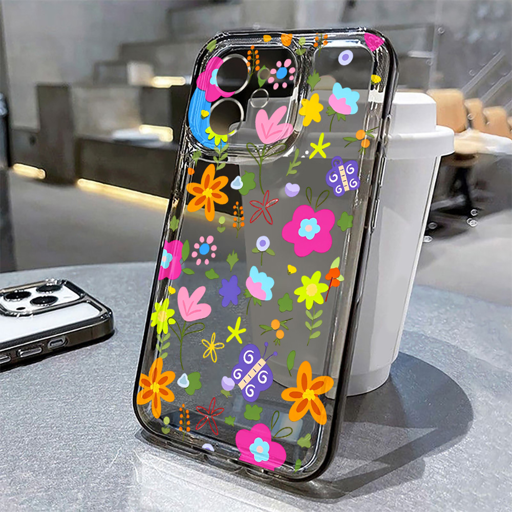 غطاء هاتف شفاف بتصميم زهور ملو - مراجعة Clear Shockproof Bumper Case وسعره