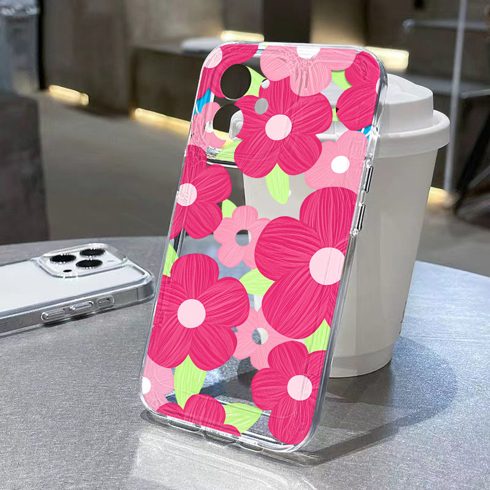 غطاء هاتف شفاف بتصميم زهور ملو - مراجعة Clear Shockproof Bumper Case وسعره