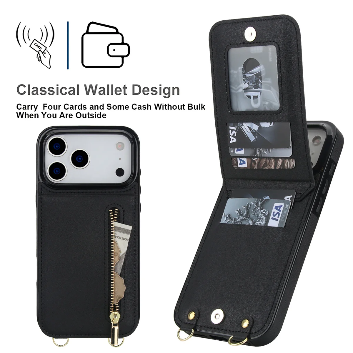 حافظة هاتف جلدية بسحاب وحامل ب - مراجعة Leather Wallet Card Holder Phone Cover وسعره