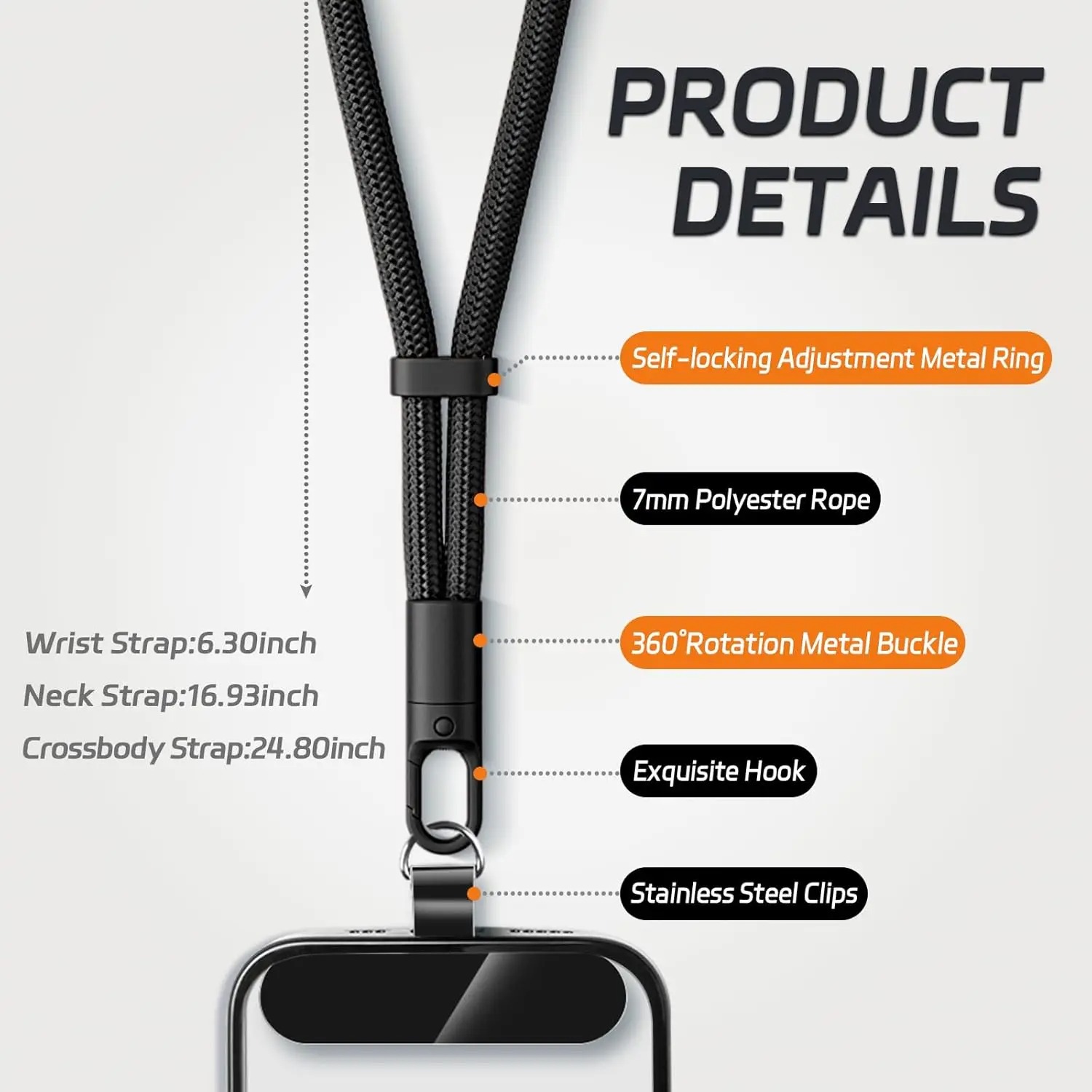 حبل هاتف عالمي مع مشبك مطور مض - مراجعة Crossbody Lanyard Neck Strap Case وسعره